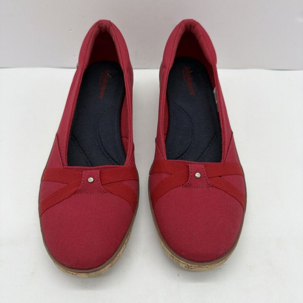 Grasshoppers by Keds EF62976 Red Canvas Cork Wrap Wedge Pumps Womens 8
